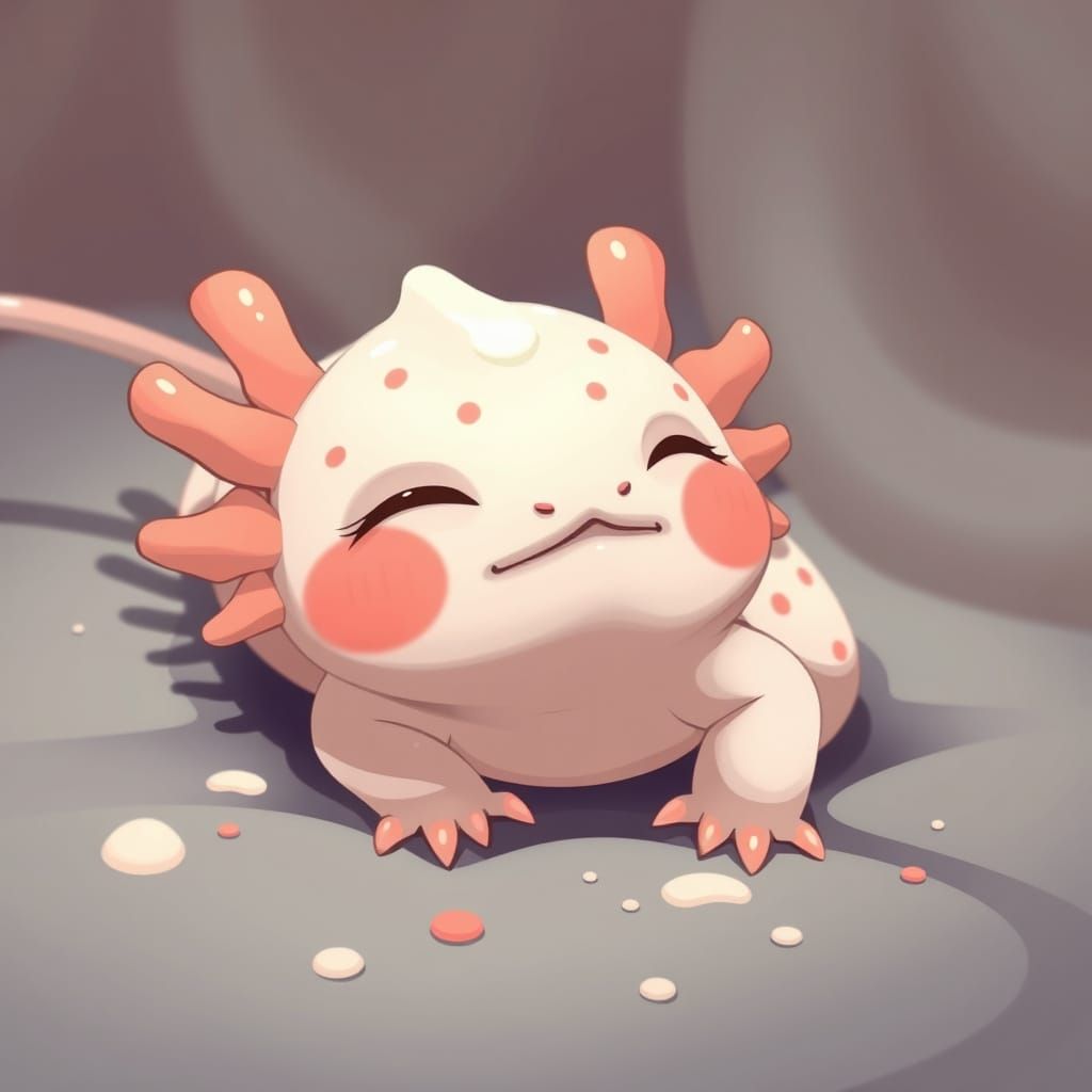 Cute Axolotl in Cozy Anime Setting
