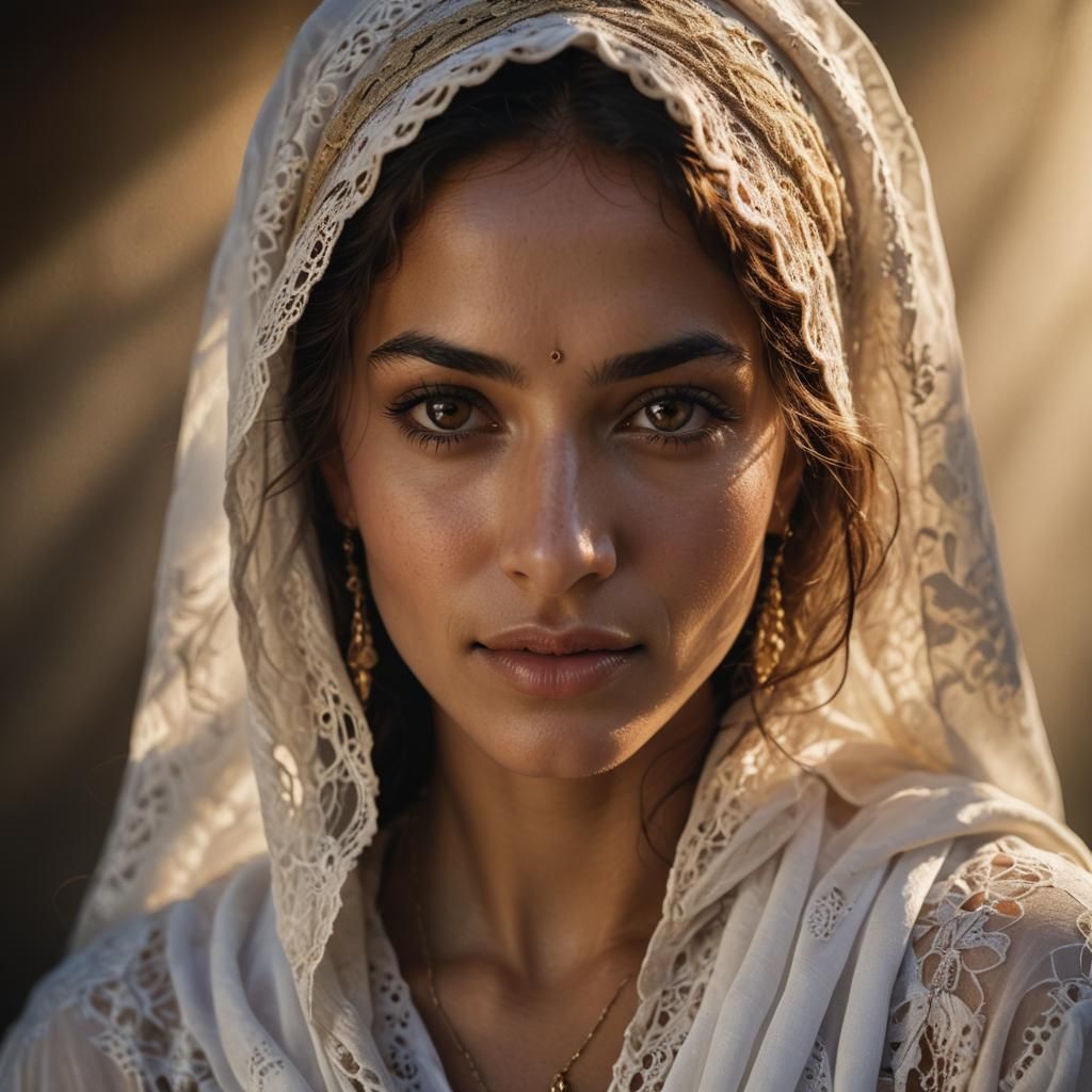 Chiaroscuro Portrait of Woman with Pastel Softness