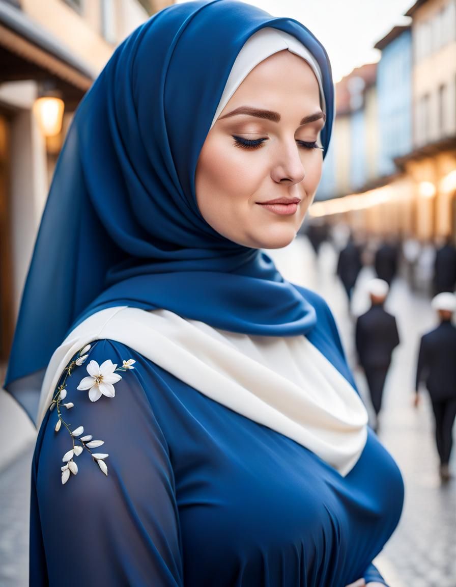 German Woman in Hijab Portrait in Pop Art Style