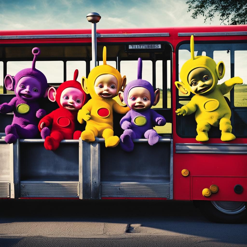 Creepy Teletubbies' First School Day: Tense Bus Stop
