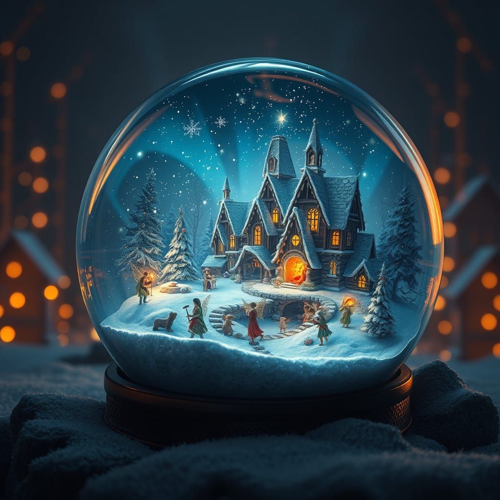 Whimsical Winter Wonderland Inside a Snow Globe