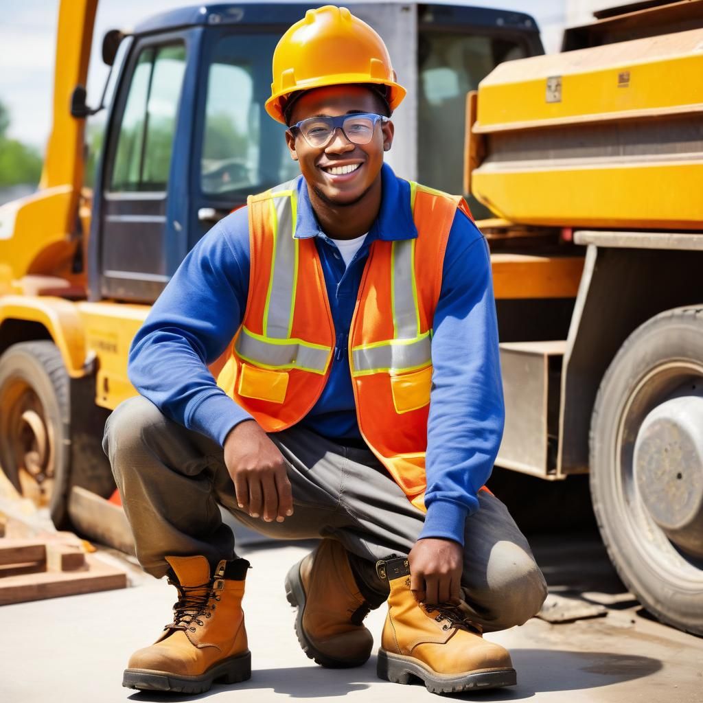 Stylized Construction Worker with Toolbox and Safety Gear