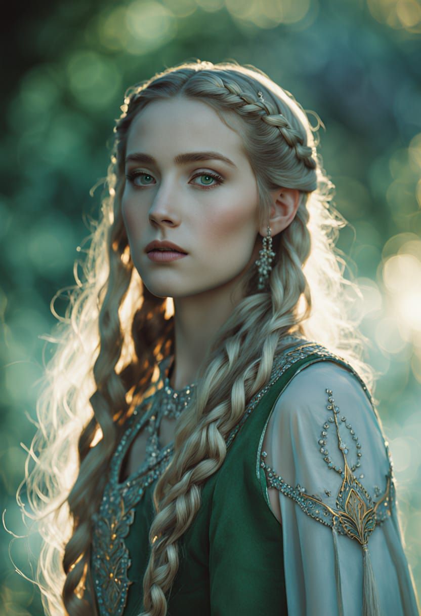 Elven Goddess Portrait in Golden Hour Lighting
