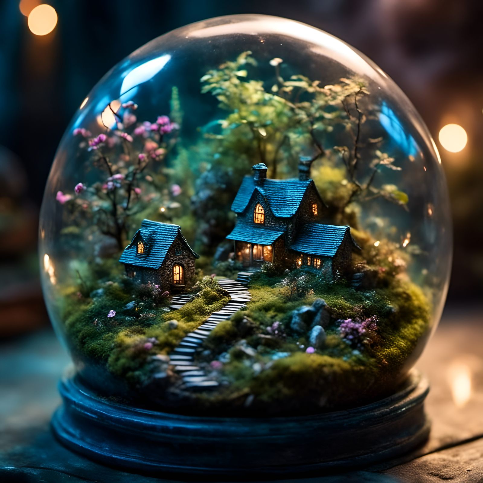 Cottagecore Garden in Glass Orb Diorama