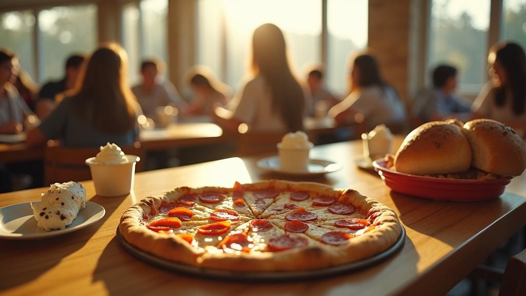 Pizza, Ice Cream, and Raisin Bread Feast