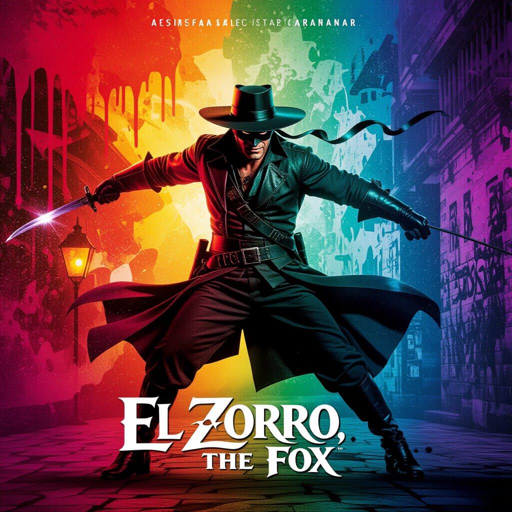 El Zorro Movie Poster: Vigilante in Graffiti Art Style