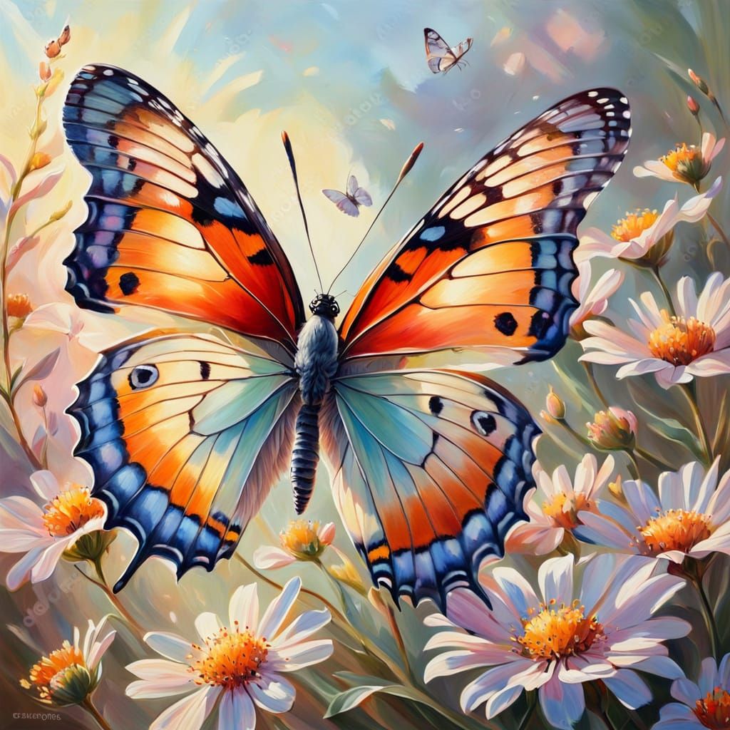 Delicate Butterfly Amidst Pastel Petals