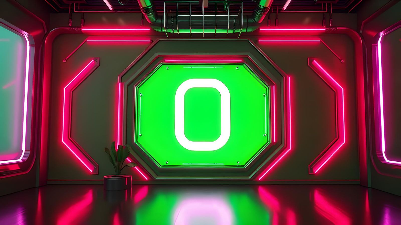 Neon Deco Number Zero: 3D Render