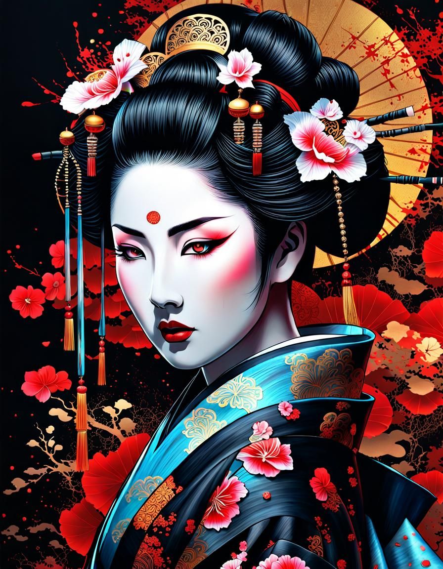 Surreal Ghost Kanji Splatter Art in 8K