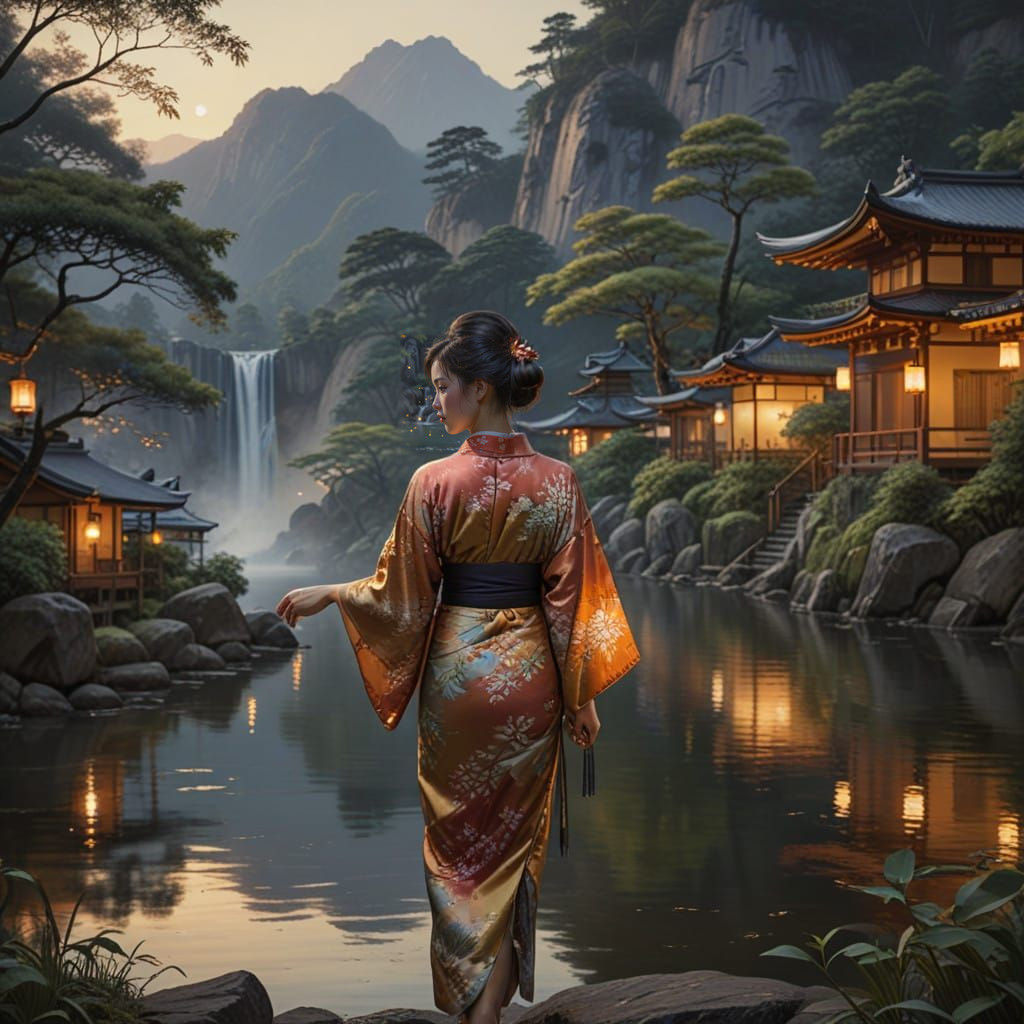 Whimsical Evening Soiree in a Japanese Landscape