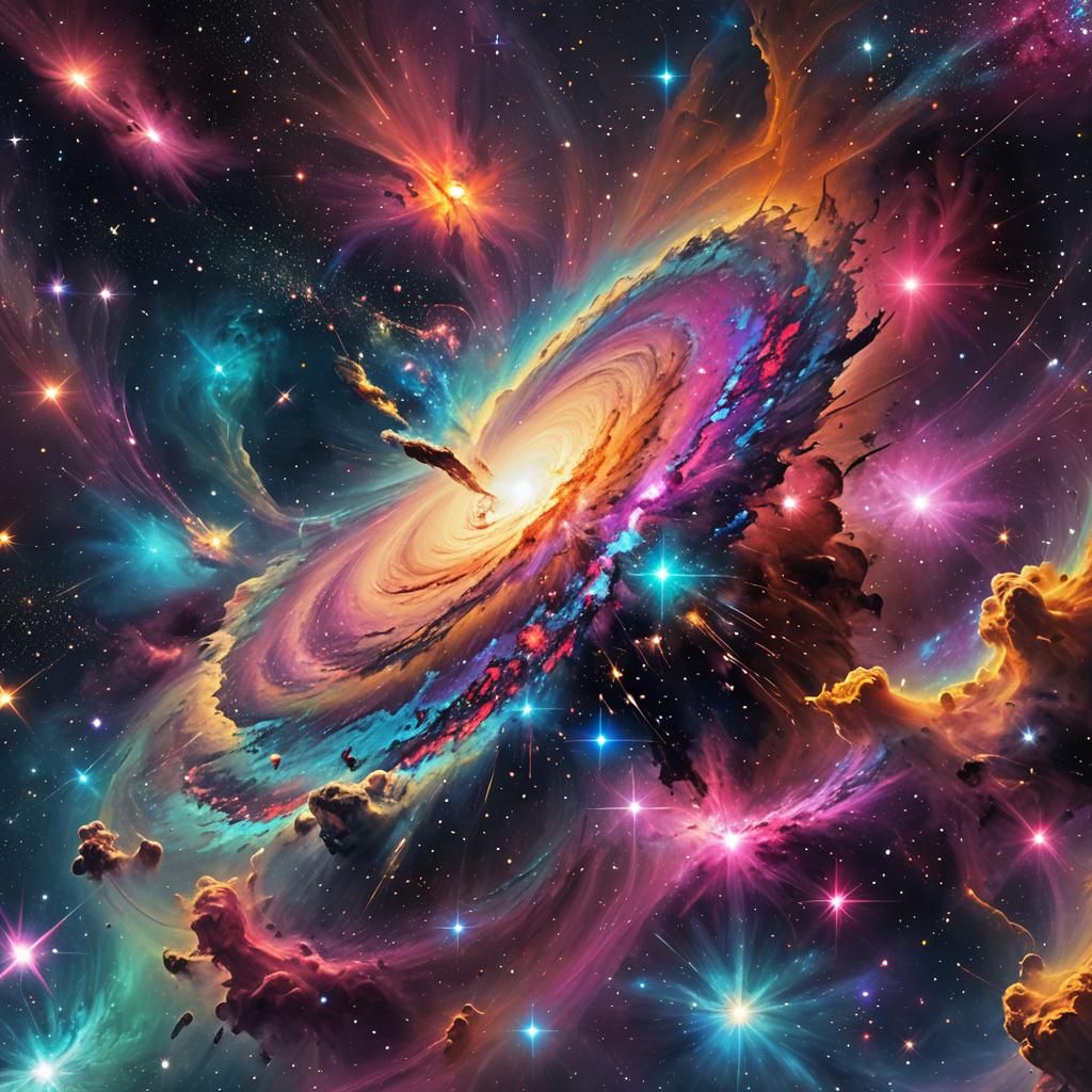 Vibrant Galaxy in Vast Space: Digital Art