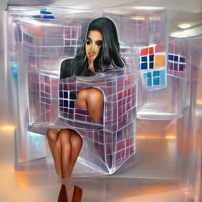 Person Trapped Inside a Transparent Cube