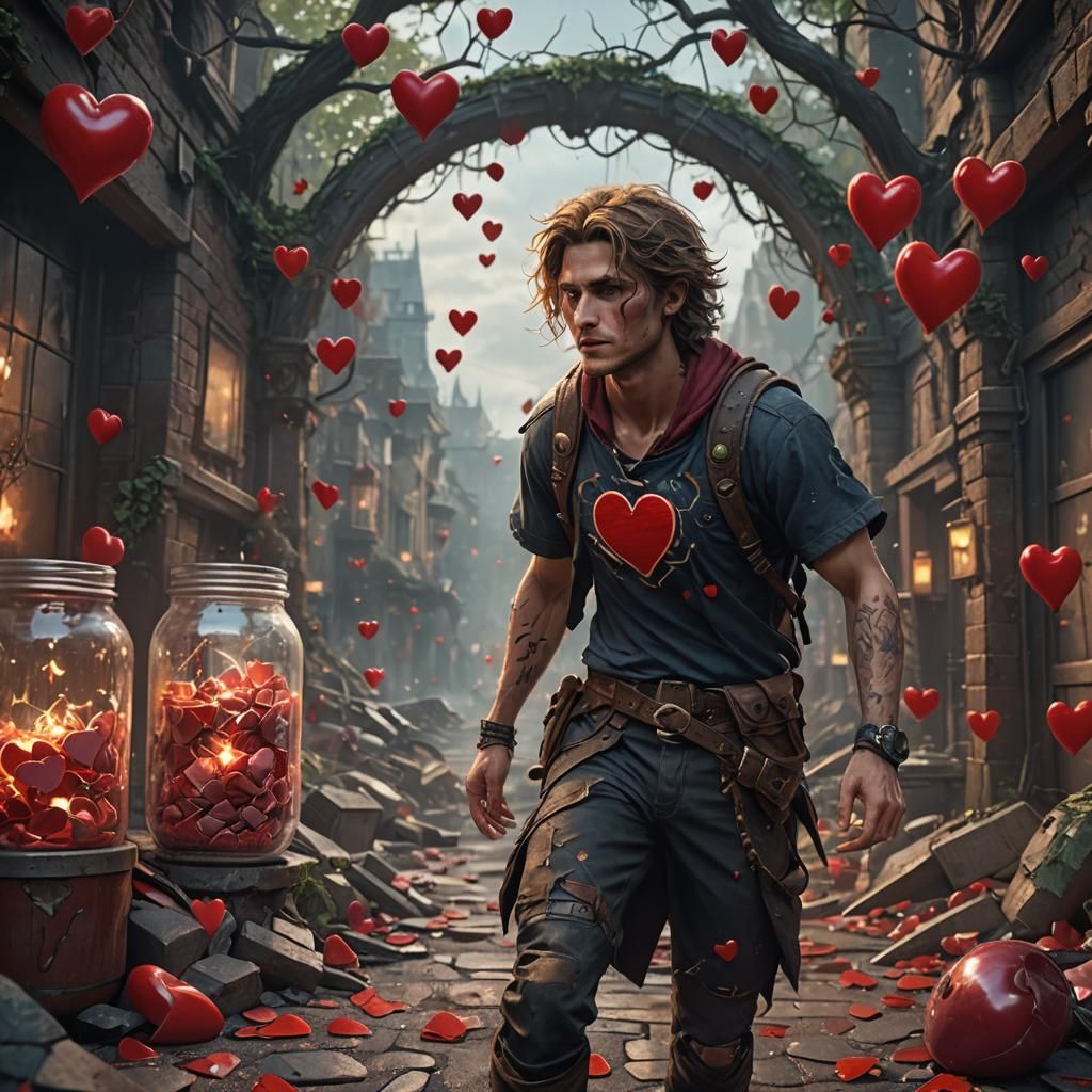 Fantastical Matte Painting of Hearts in Unreal Engine 5