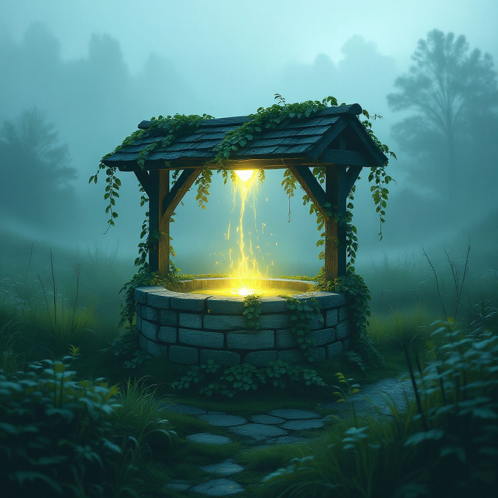Eerie Wishing Well in Dark Meadow