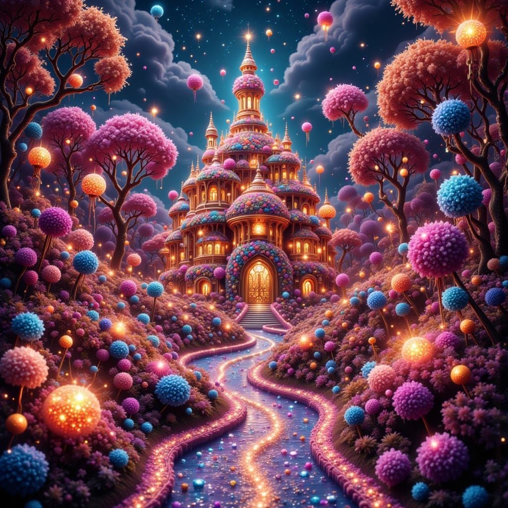 Exotic Pom Pom Palace: Hyper Detailed 3D Render