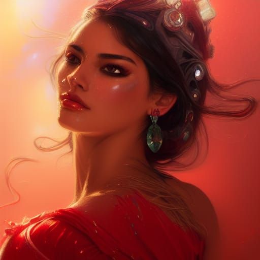 Glamorous Latina Woman Portrait in Digital Art Style