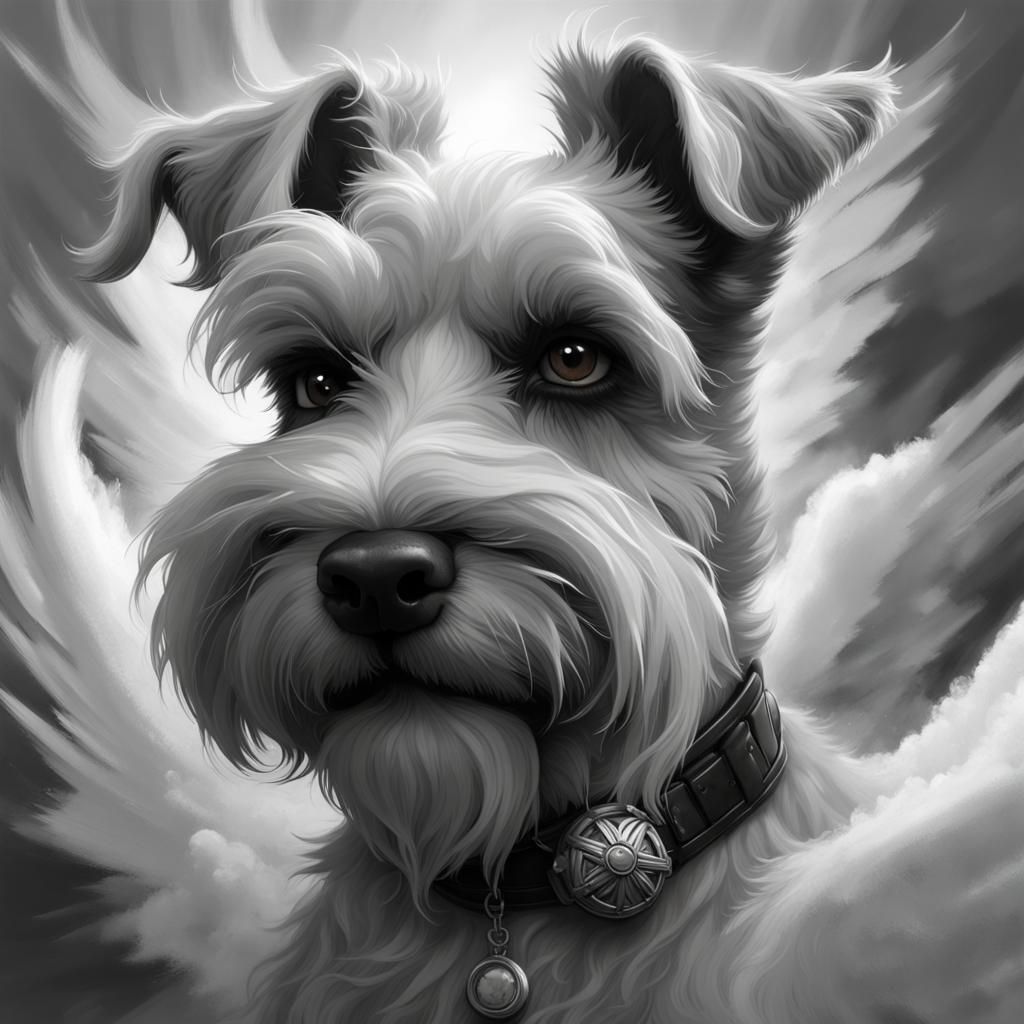Angel Winged Schnauzer in the Clouds