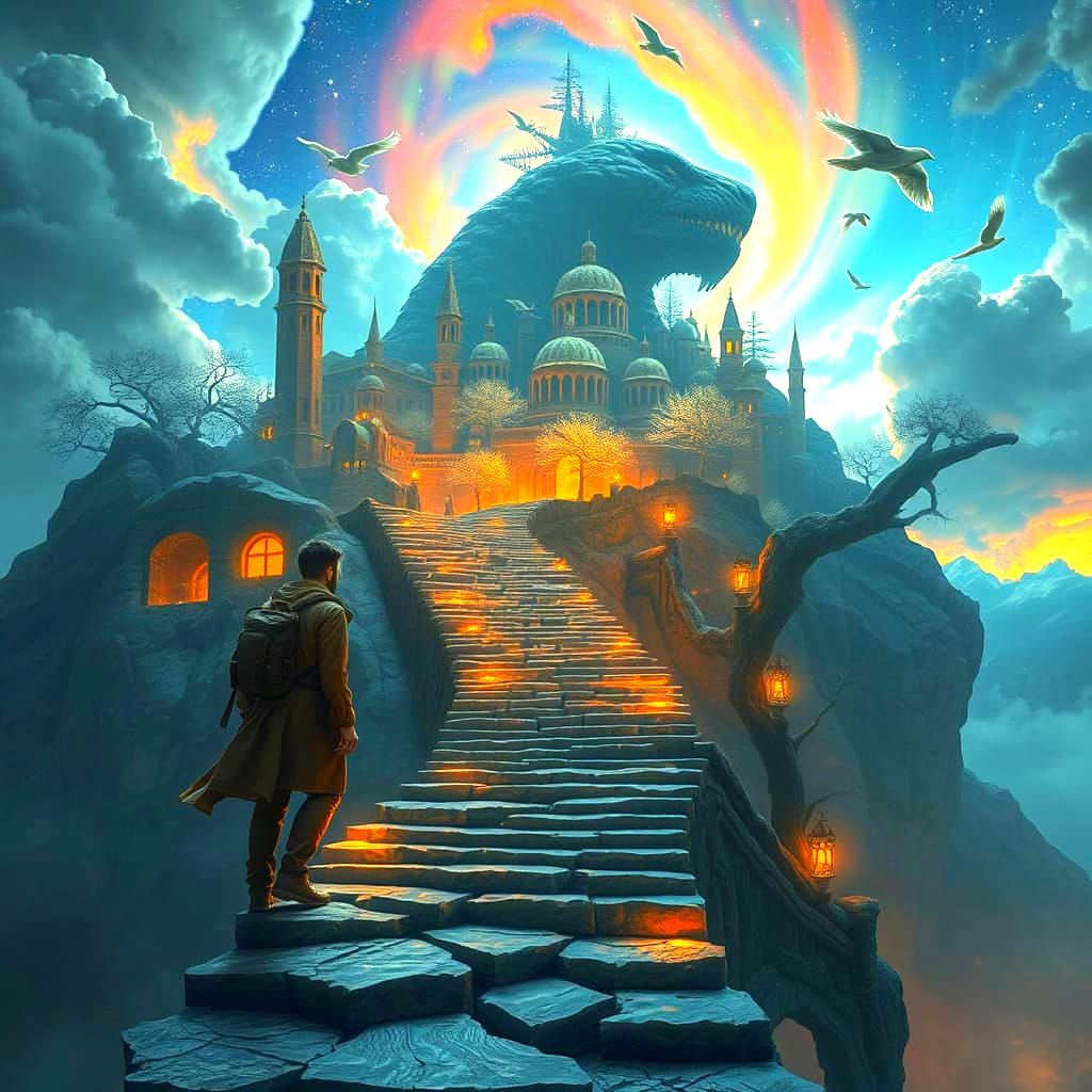 City on Colossus with Inverted Auroras