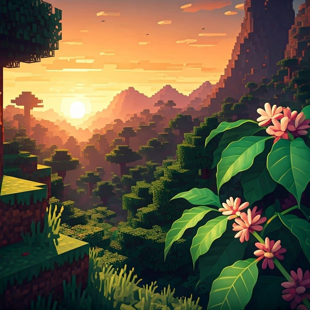 Vibrant Minecraft Digital Animation of Colombian Mountains a...