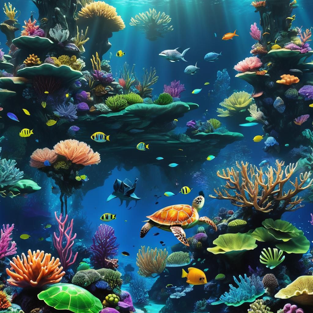 Epic Mythical Underwater Realm in Hyperrealism