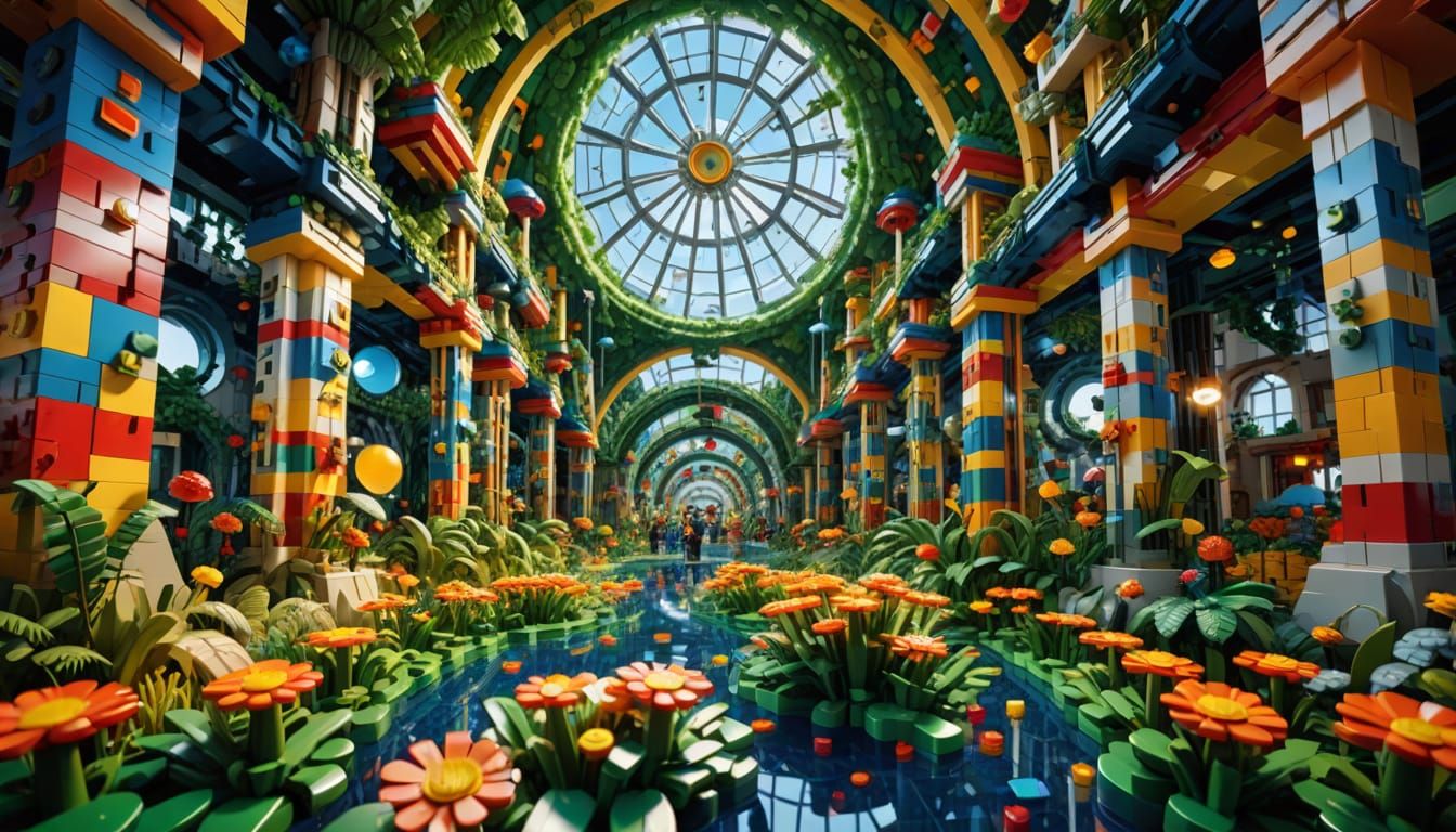 LEGO City in a Kaleidoscope, 3D Render