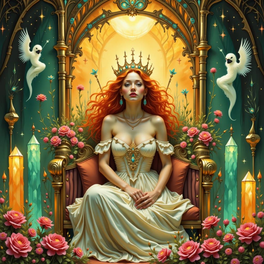 Celestial Empress Portrait in Art Nouveau Style