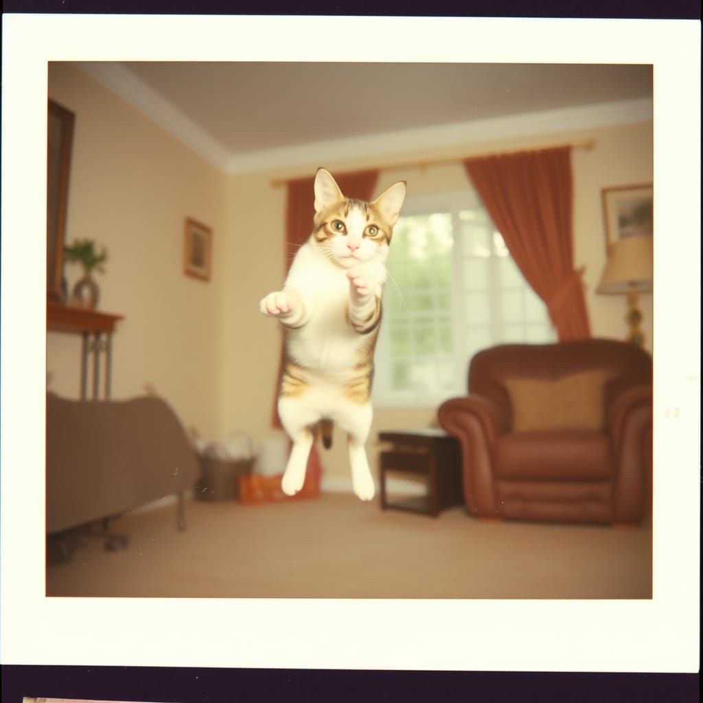 Feline Moment Captured on Polaroid