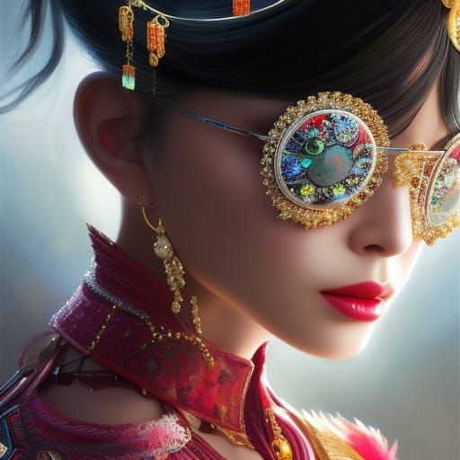 Bejeweled Woman: Hyperrealistic Portrait in 8K