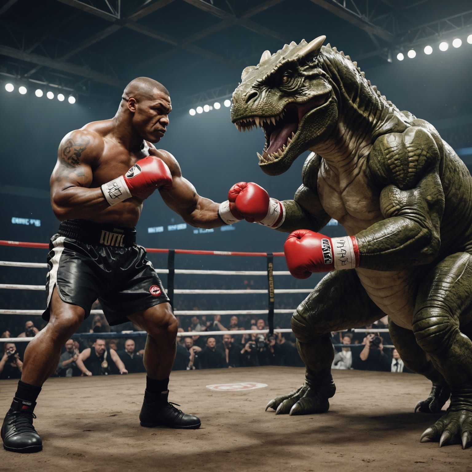Mike Tyson Battles T-Rex and Cat Team in Boxing Ring