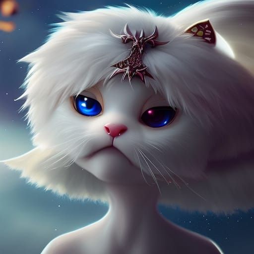 Chibi Albino Dragon Digital Illustration