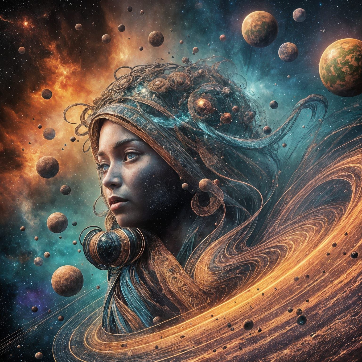 Cosmic Whirlpool in Vibrant Hues