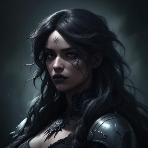 Gothic Portrait of Woman in Dark Academia Style