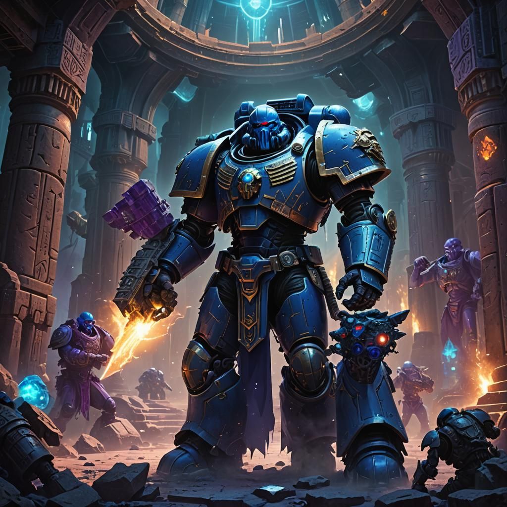 Dreadnought Space Marine in Ancient Temple