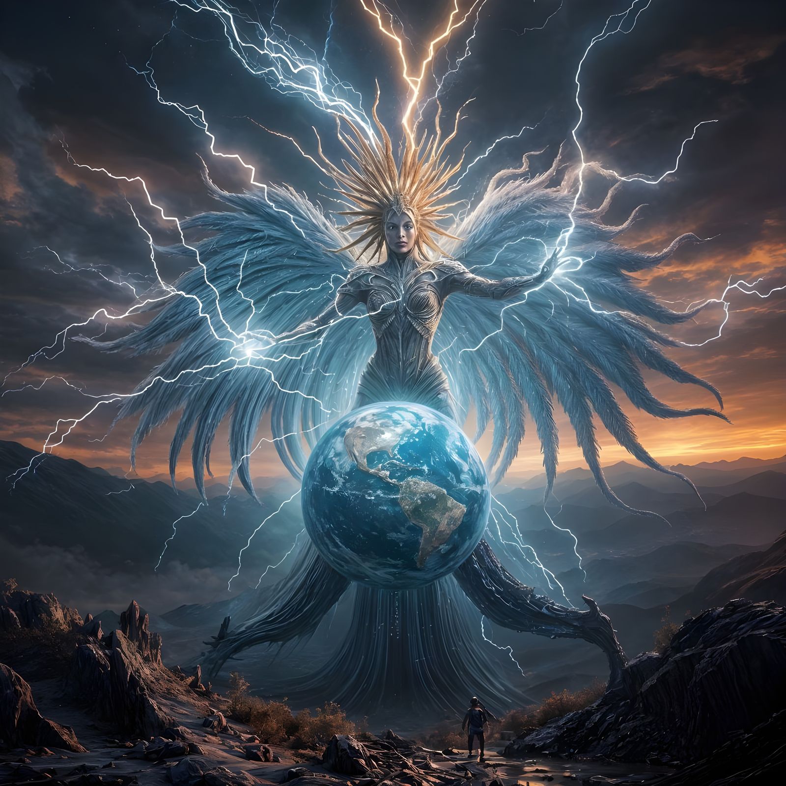 Electricity Harnessing Earth: Detailed Matte Painting