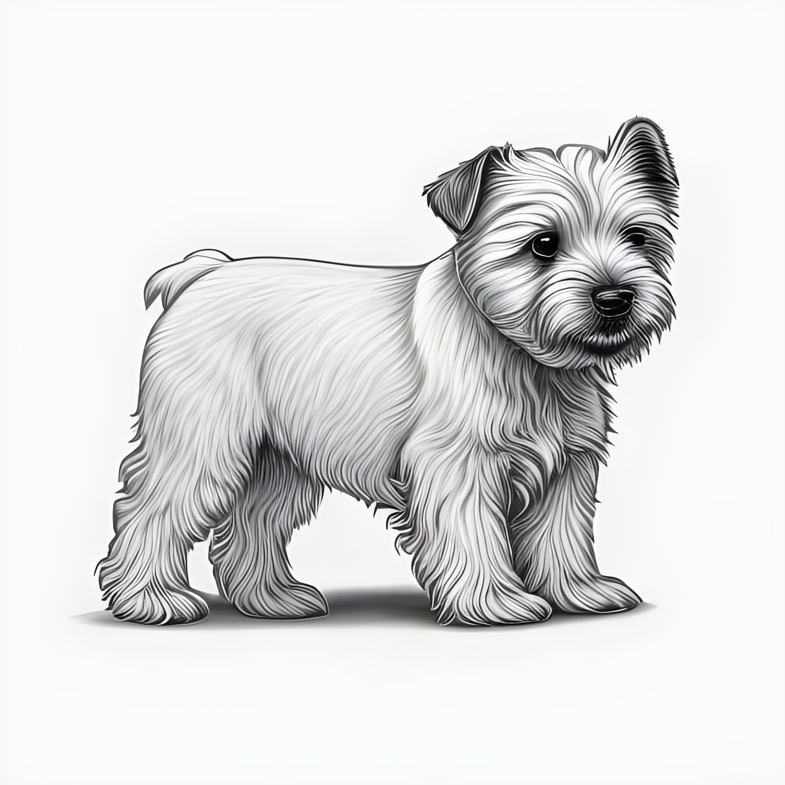 West Highland Terrier Puppy in Charcoal Drawing