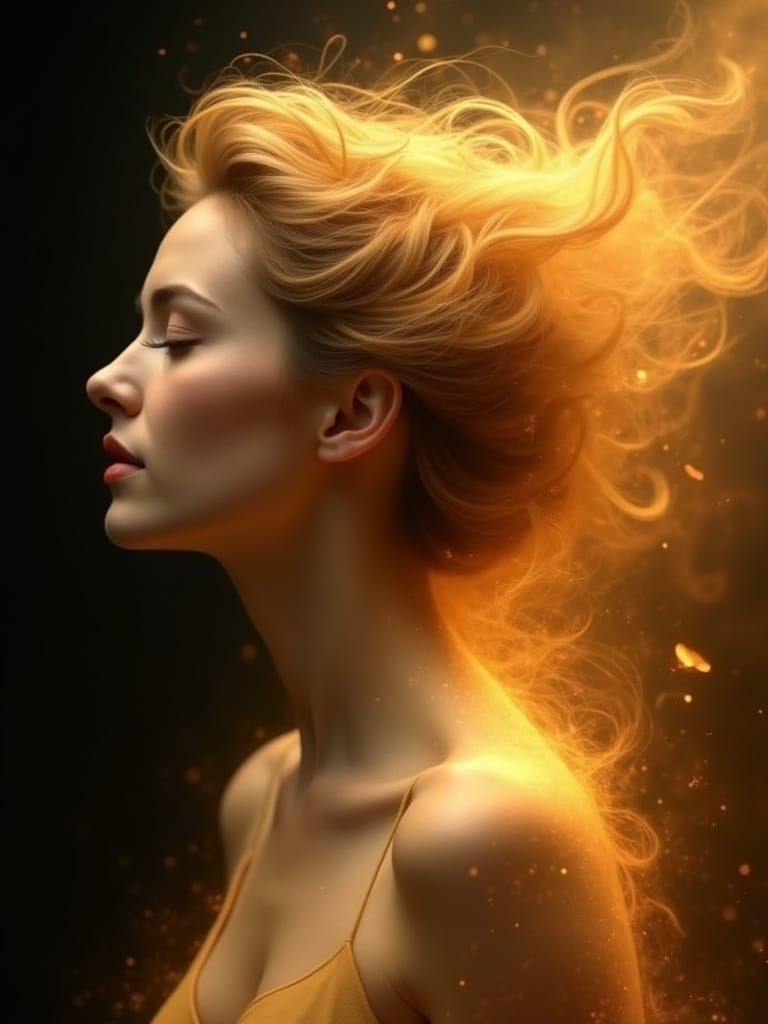 Ethereal Woman With Golden Aura