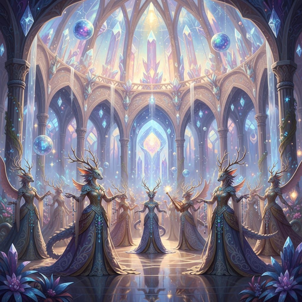 Elutherian People Dance in Crystalline Ballroom