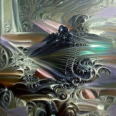 Art Deco Cybernetic Lace in Oil Painting Style