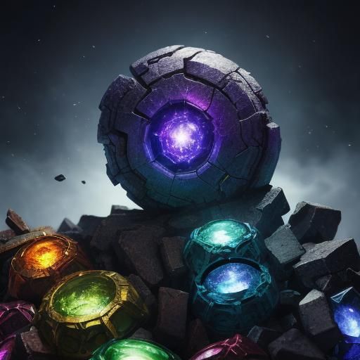 Infinity Stones Concept Art in Hyperrealistic Style