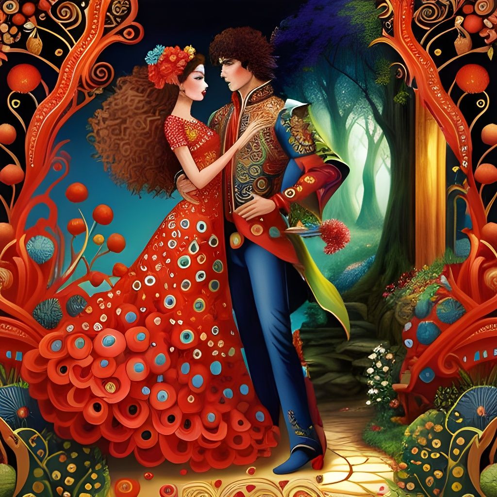 Breezy Fantasy Couple in Enchanting Backdrop