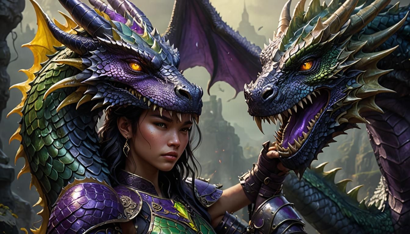 Dragon Embrace: A Dark Fantasy Concept Art