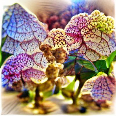 Macro Fractal Hydrangeas with Sunshine Rays