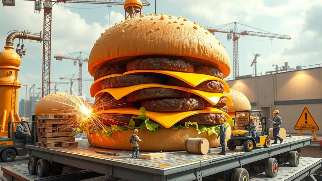 a giant cheeseburger
