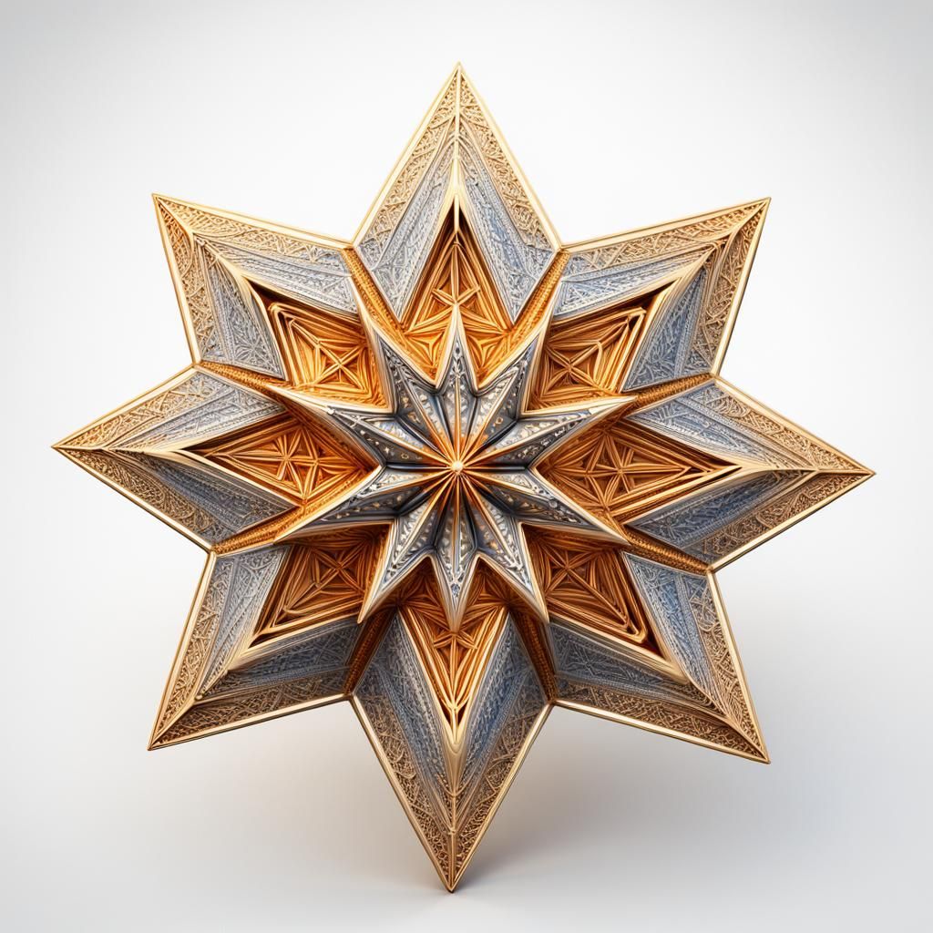 Detailed 3D Star on White Background