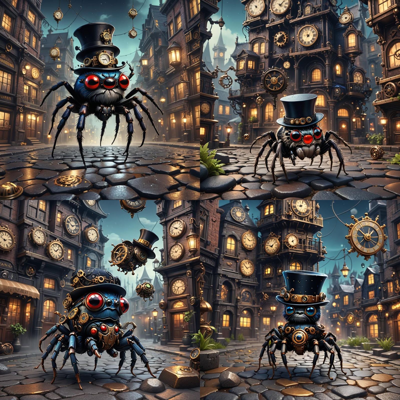 Steampunk Chibi Spider in Clockwork Top Hat