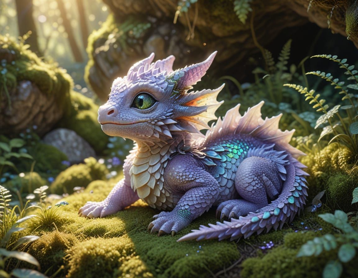 Chubby Fantasy Baby Dragon in Whimsical Style