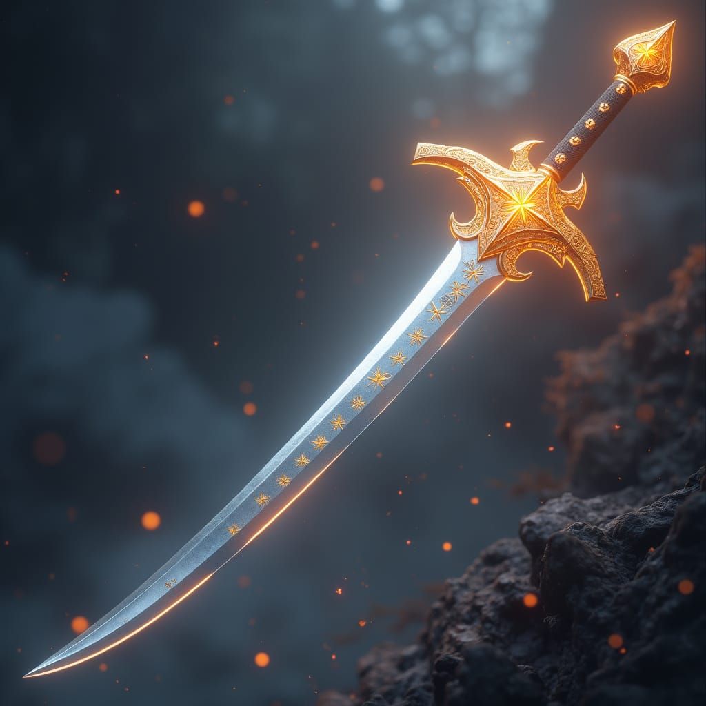 Genshin Impact Sword with Runes in Matte Painting
