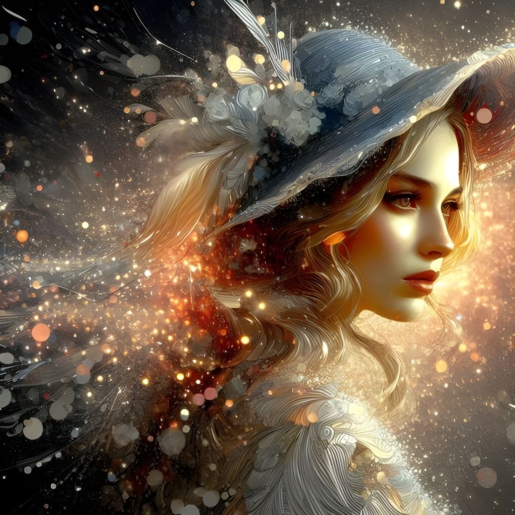 Belle Epoque French Woman Portrait in Splash Art Style