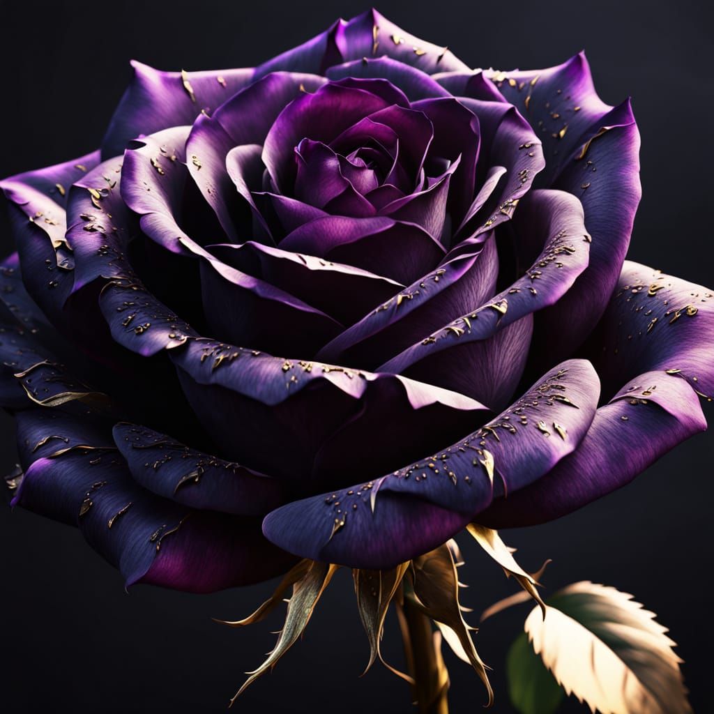 Single Purple Rose in Dark Fantasy Style