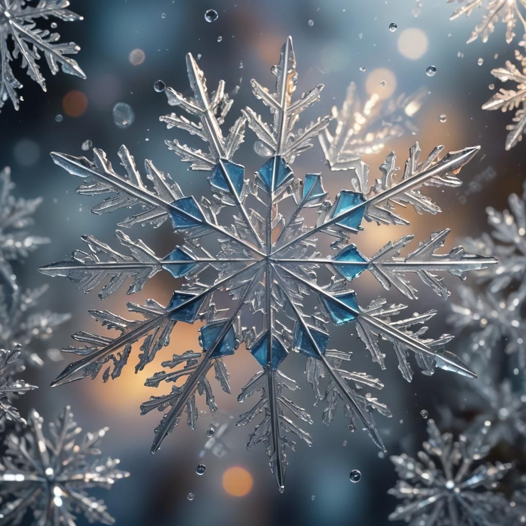 Fractal Snowflake Shimmers with Icy Light